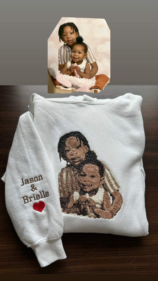 A- Custom Embroidered Family Portrait Hoodie