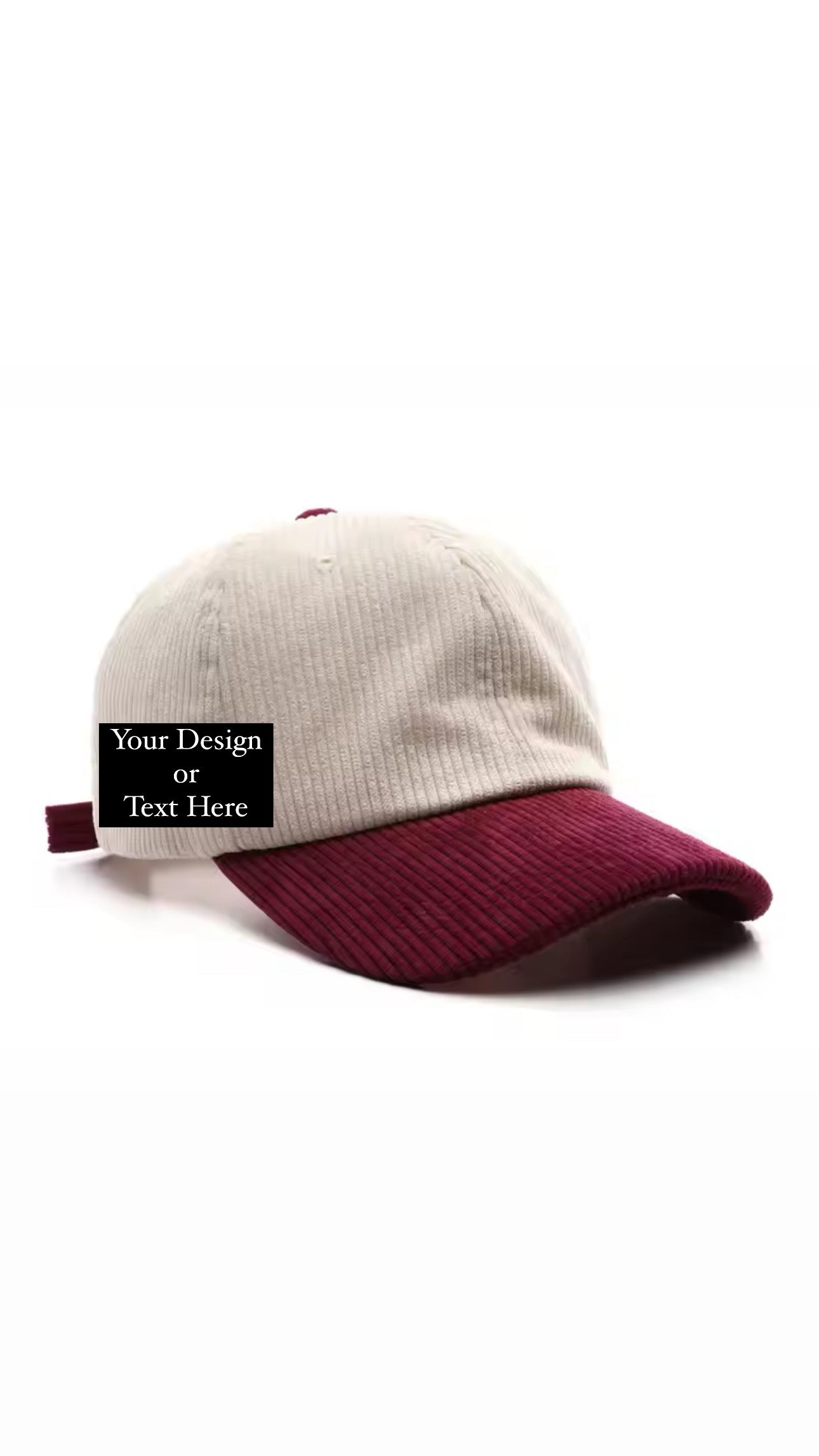 A1- Custom Design and Text         Unisex Corduroy Cap