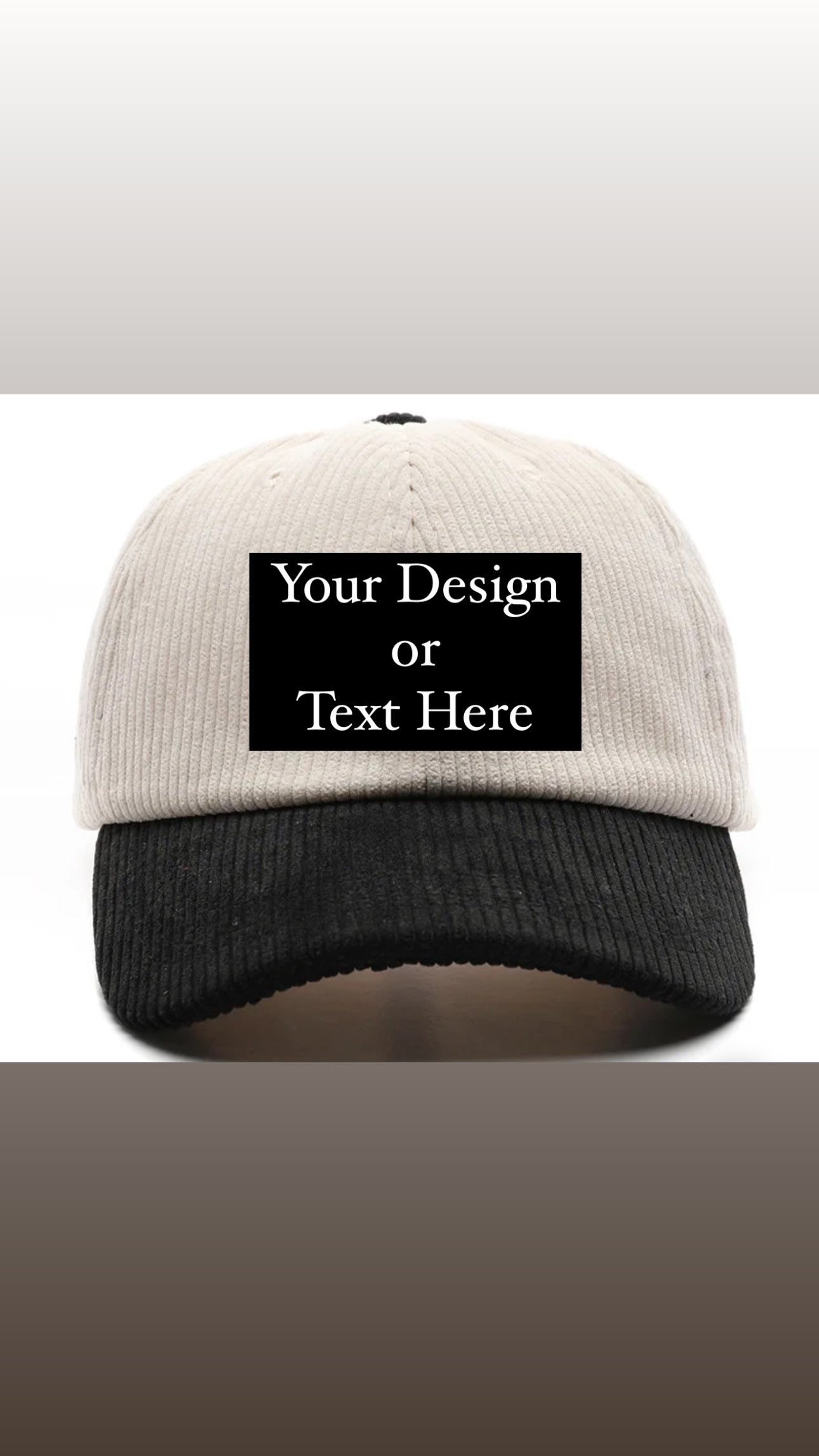 A1- Custom Design and Text         Unisex Corduroy Cap