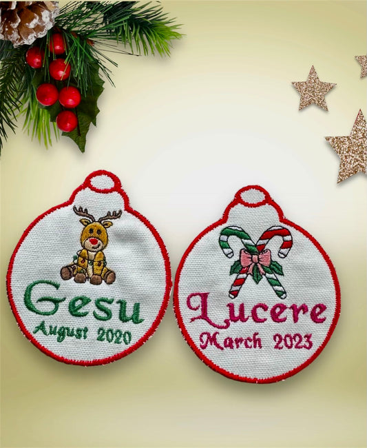 A- Embroidered Personalized Christmas/Holiday Ornament