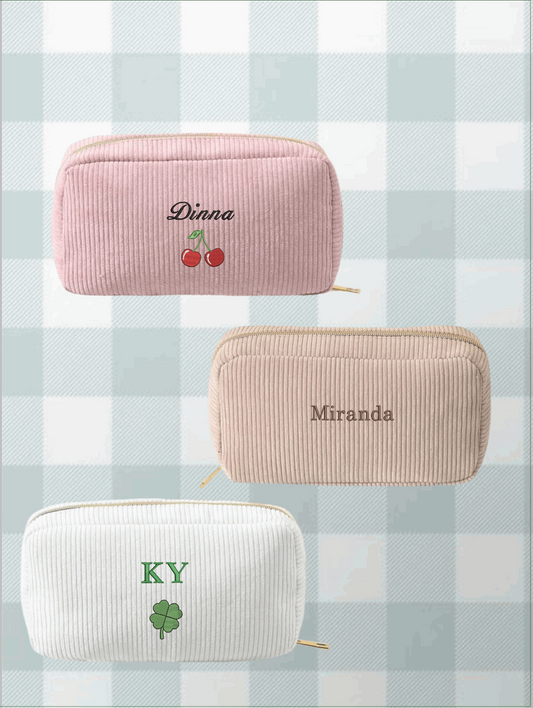 A- Corduroy Cosmetic Bag